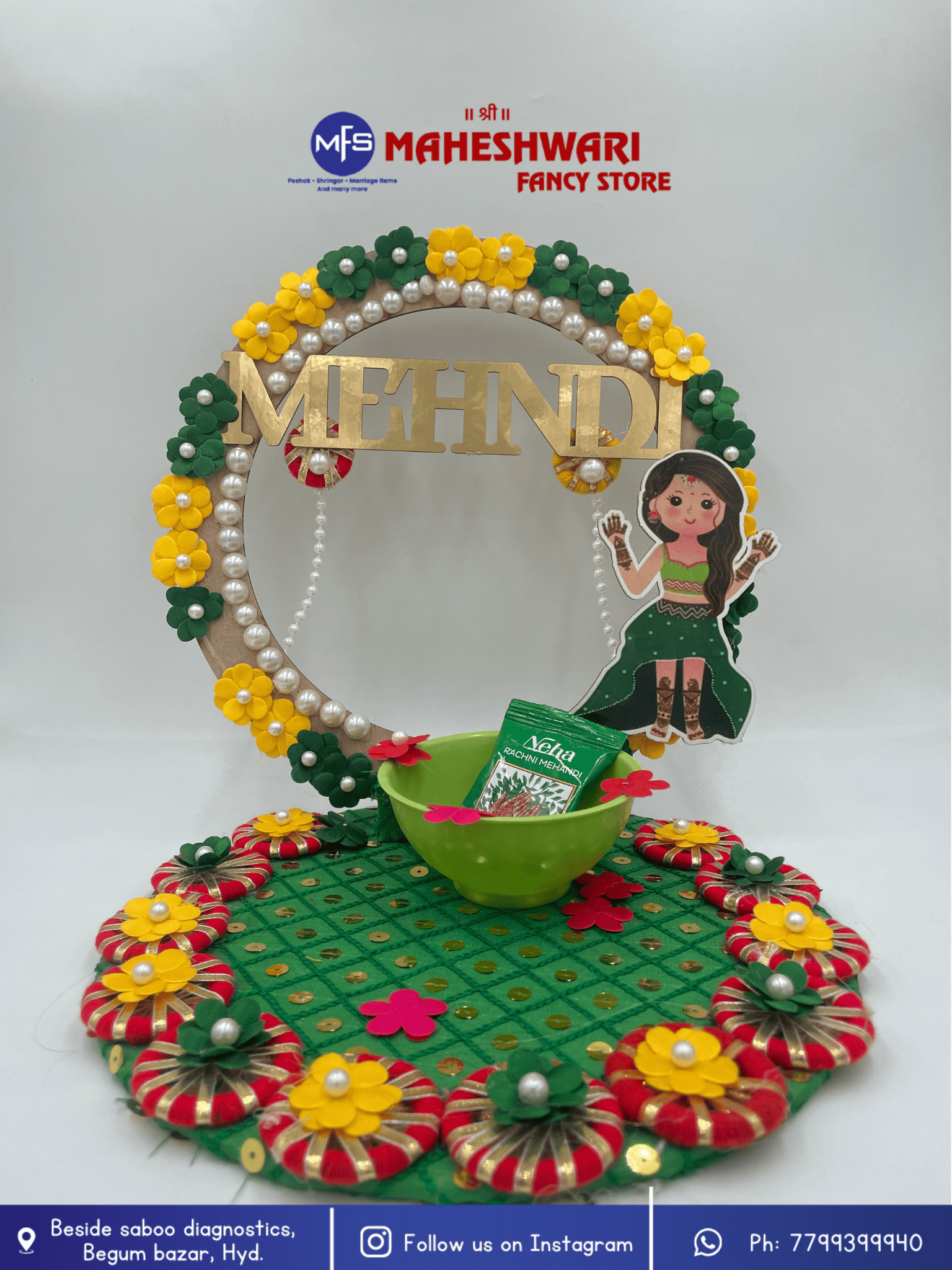 Decorative Moti Mehndi Platter